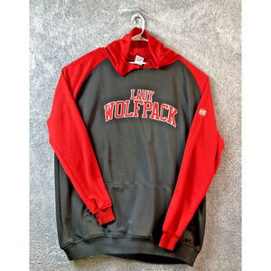 NC State Lady Wolfpack Red and Black Tackle Twill Applique Hoodie 3XL